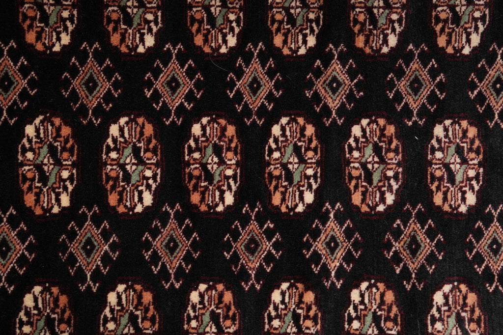 4 x 6 Hand-Knotted Bokhara Rug Black #F-3130