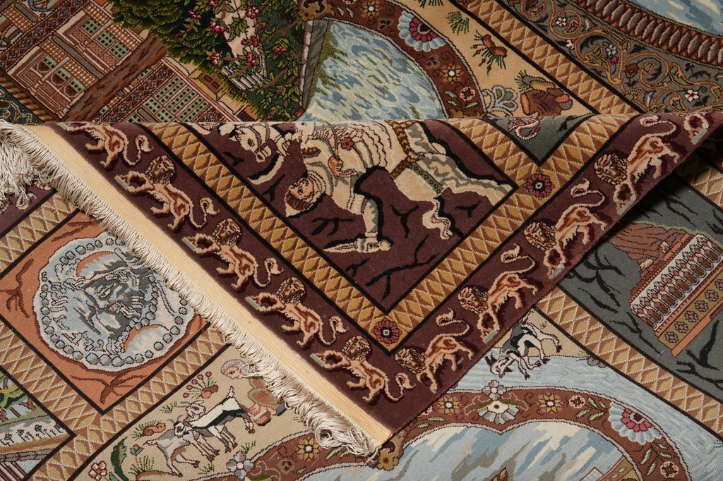 7 x 10.4 Authentic Persian Tabriz Rug Pictorial Iran Fine 400 Kpsi - view 16