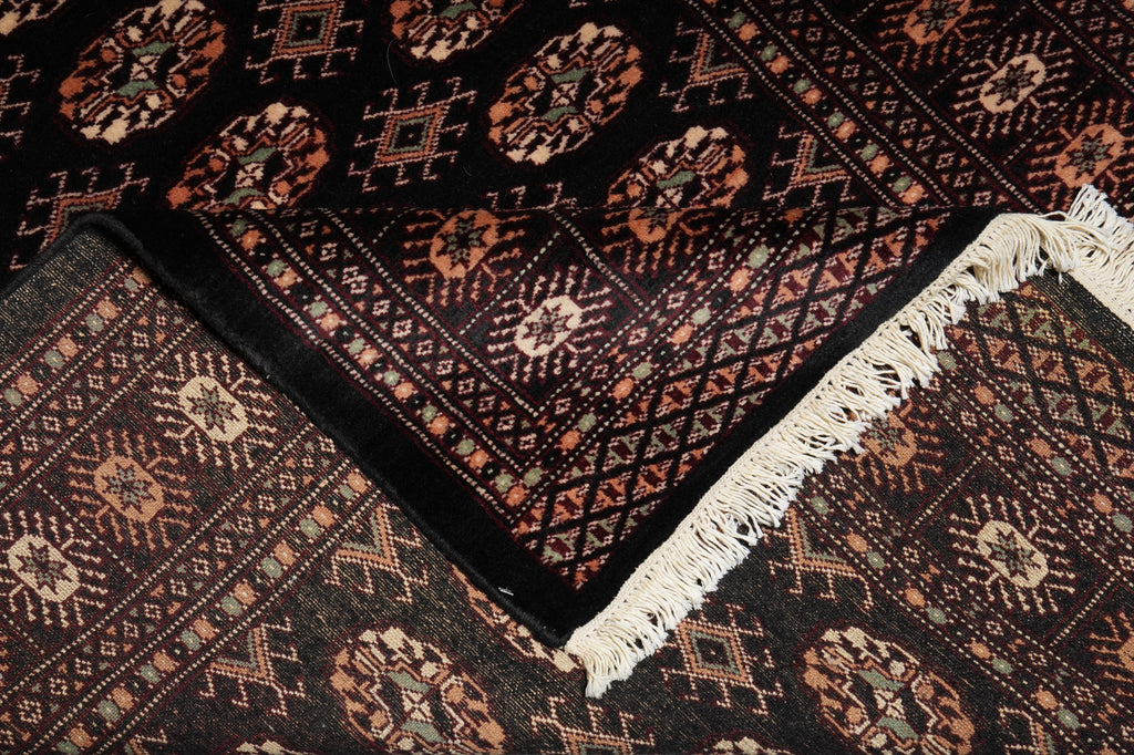 4 x 6 Hand-Knotted Bokhara Rug Black #F-3130