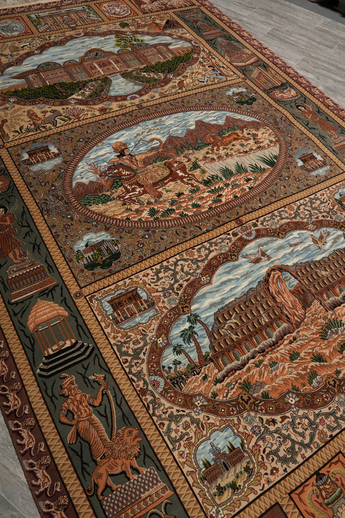 7 x 10.4 Authentic Persian Tabriz Rug Pictorial Iran Fine 400 Kpsi - view 6