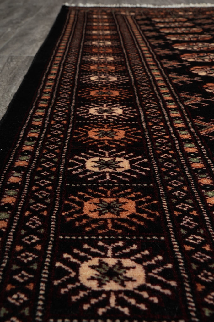 4 x 6 Hand-Knotted Bokhara Rug Black #F-3130