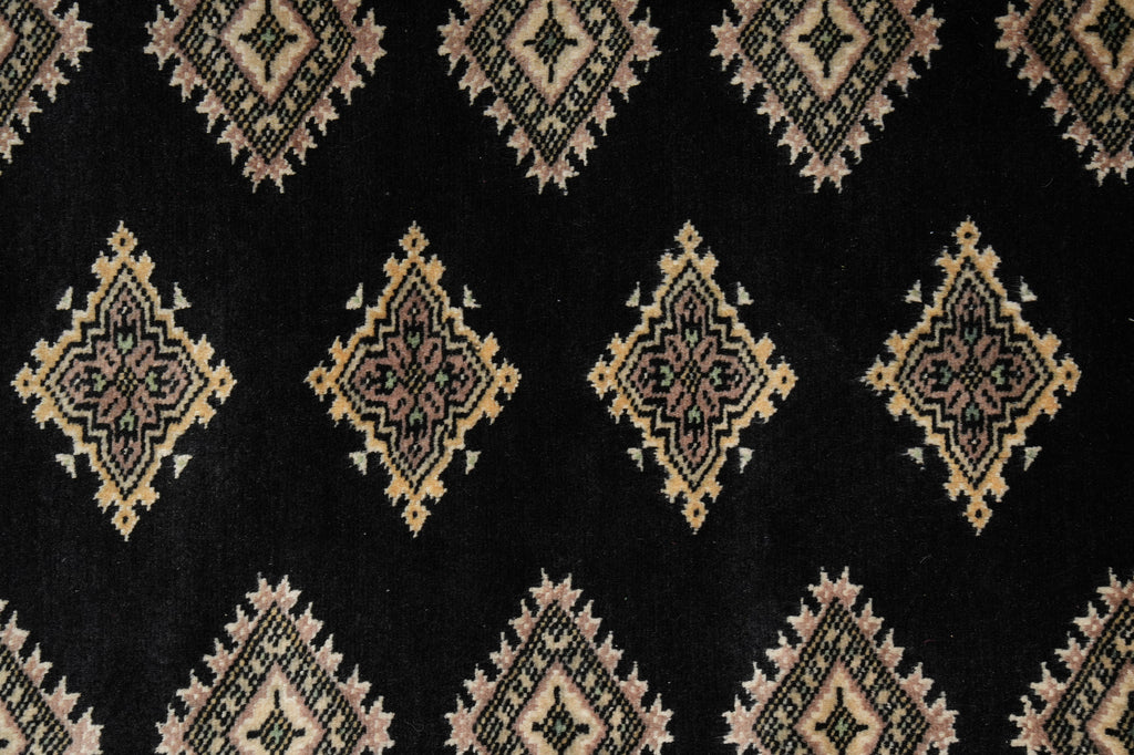 4 x 6 Black Hand-Knotted Imported Bokhara Jaldar Rug Wool Silk Touch #B-75621