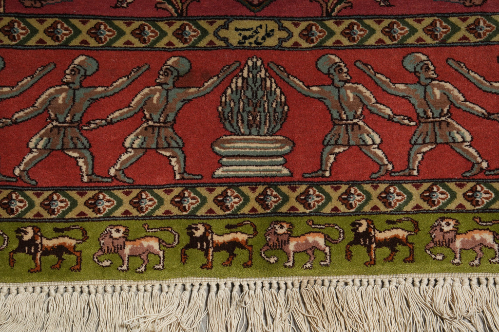 6 x 8.9 Super Fine Pictorial Persian Tabriz Rug Wool and Silk 70 Raj - view 14