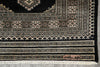 Load image into Gallery viewer, 4 x 6 Black Hand-Knotted Imported Bokhara Jaldar Rug Wool Silk Touch #B-75621