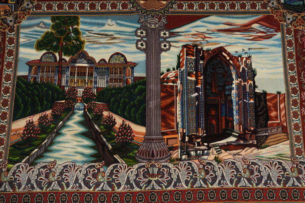 6.6 x 10 High End One of a Kind Authentic Iran Pictorial Persian Rug Wool and Silk 500+ KPSI - view 11