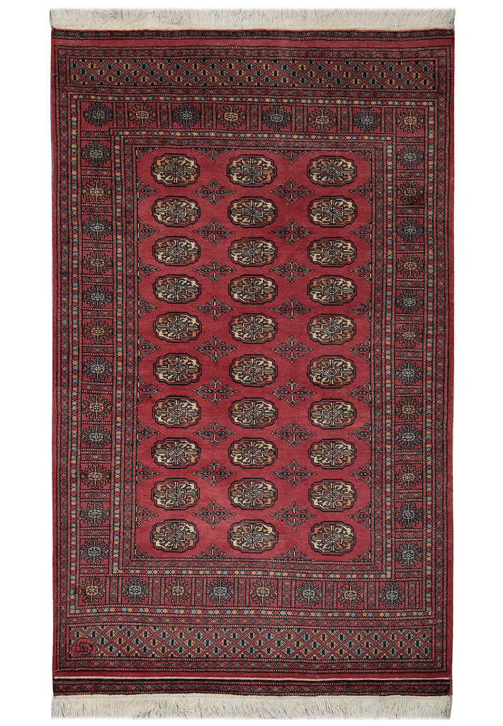 4 x 6.6 Hand-Knotted Bokhara Rug Pakistan #F-3131