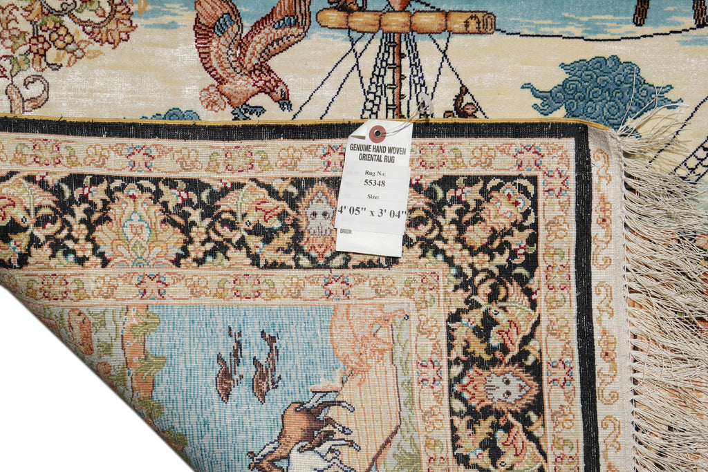 4.5 x 3.4 Bamboo Silk Scenery Carpet Floor and Wall Rug #PIX-55348
