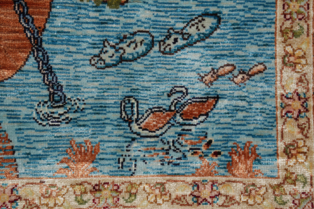 4.5 x 3.4 Bamboo Silk Scenery Carpet Floor and Wall Rug #PIX-55348