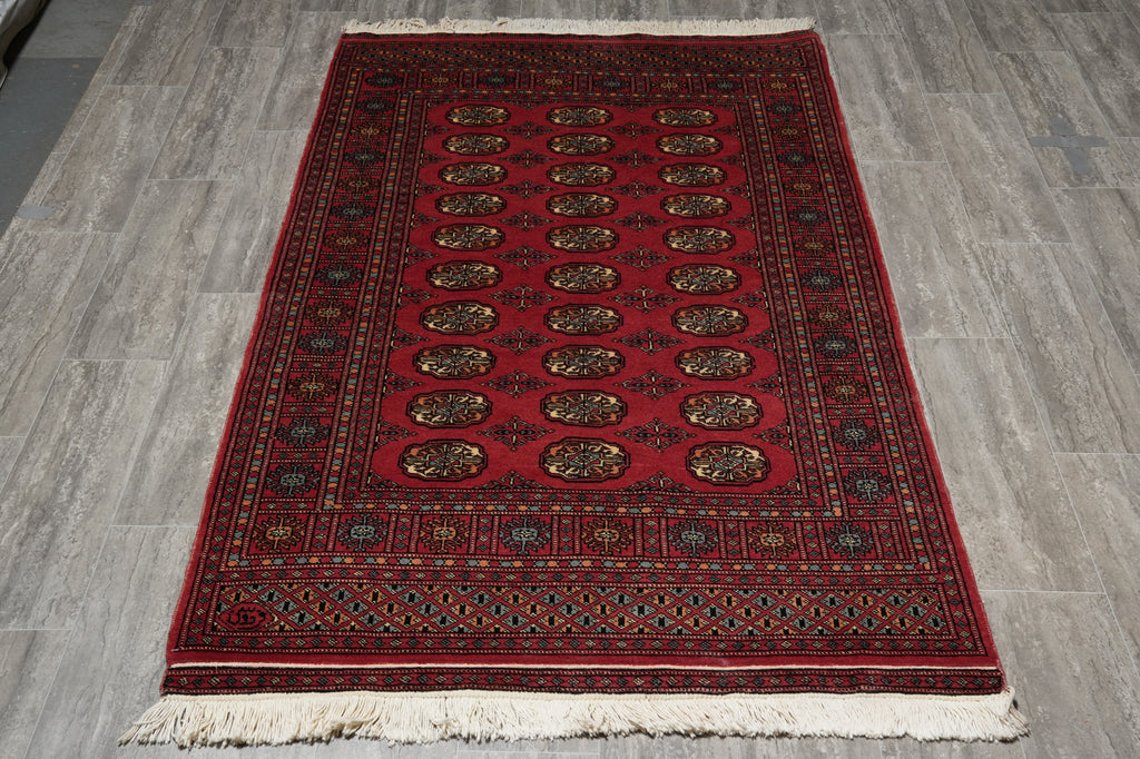 4 x 6.6 Hand-Knotted Bokhara Rug Pakistan #F-3131