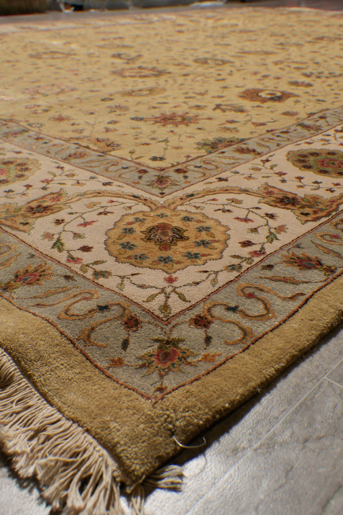 9 x 12.10 Neutral  Silk Rich Tribal Fine Wool Oushak Rug #PIX-804-163