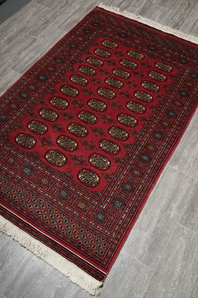 4 x 6.6 Hand-Knotted Bokhara Rug Pakistan #F-3131