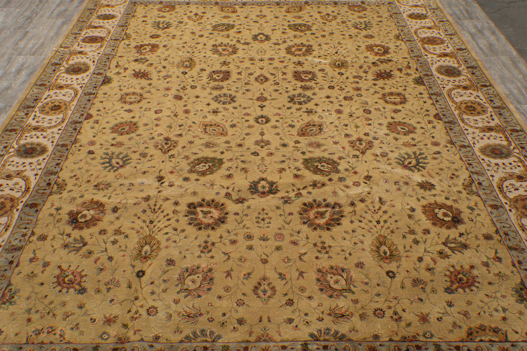 9 x 12.10 Neutral  Silk Rich Tribal Fine Wool Oushak Rug #PIX-804-163