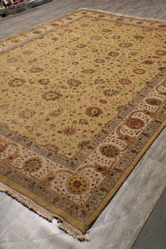 9 x 12.10 Neutral  Silk Rich Tribal Fine Wool Oushak Rug #PIX-804-163