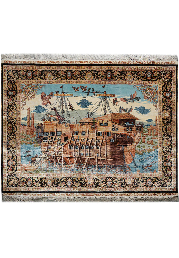4.5 x 3.4 Bamboo Silk Scenery Carpet Floor and Wall Rug