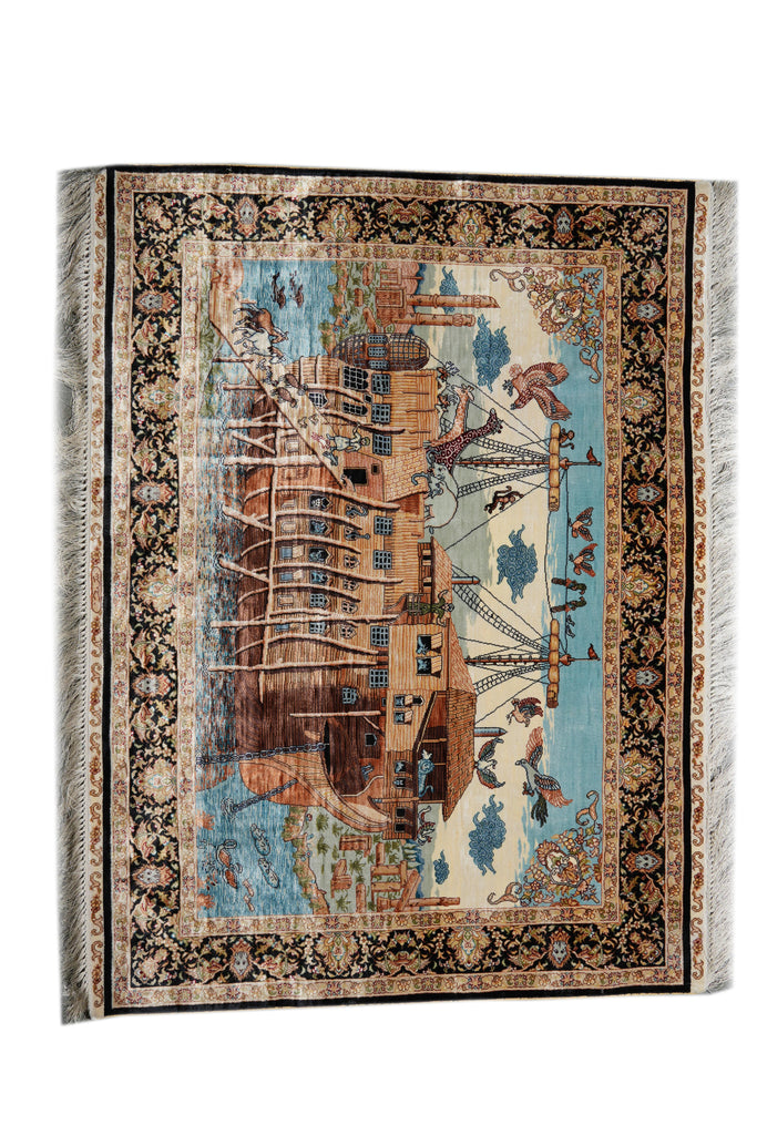 4.5 x 3.4 Bamboo Silk Scenery Carpet Floor and Wall Rug
