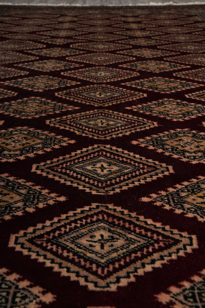 4.3 x 6.5 Hand-Knotted Jaldar Bokhara Geometric Rug Burgundy #PIX-29027