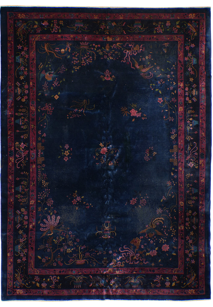 10.8 x 14.5 Antiqued Art Deco Chinese Rug #F-4490