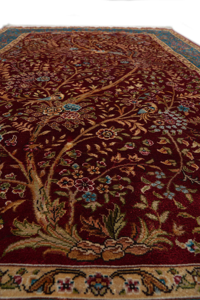 3 x 5 Bamboo Silk Carpet Tree of Life Burgundy Hanging Rug #PIX-55246