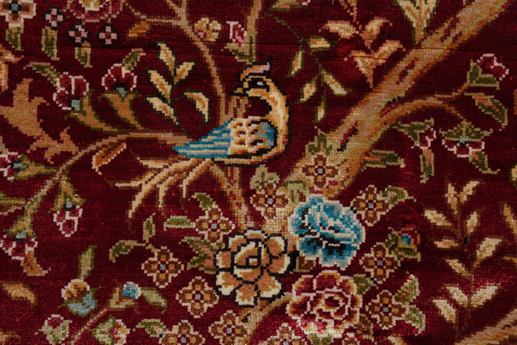 3 x 5 Bamboo Silk Carpet Tree of Life Burgundy Hanging Rug #PIX-55246