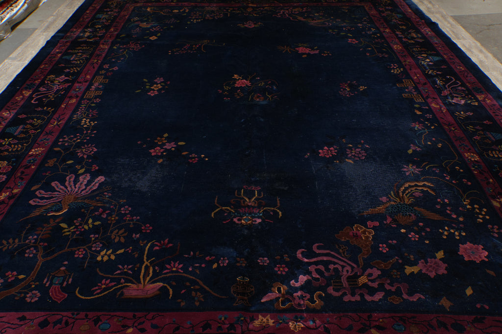 10.8 x 14.5 Antiqued Art Deco Chinese Rug #F-4490