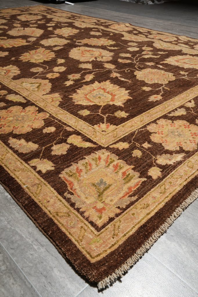 5.5 x 9 Chocolate Brown Hand-Knotted Zigler Chobi Peshawar Rug #PIX-17353