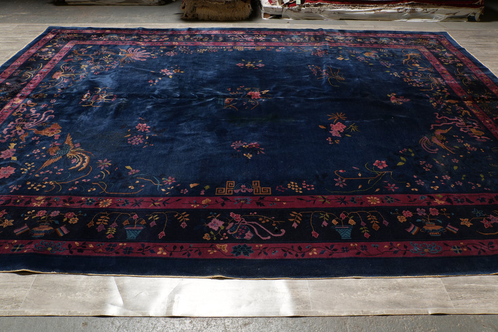 10.8 x 14.5 Antiqued Art Deco Chinese Rug #F-4490