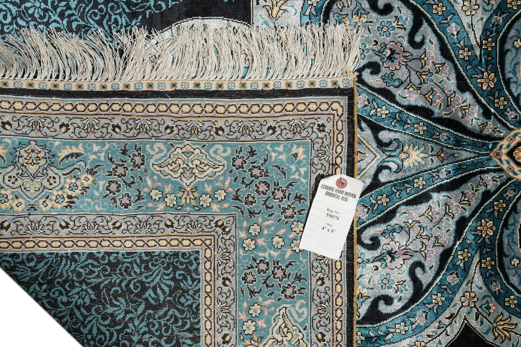 4 x 6 Hereke Pattern Bamboo Silk Carpet #PIX-59076