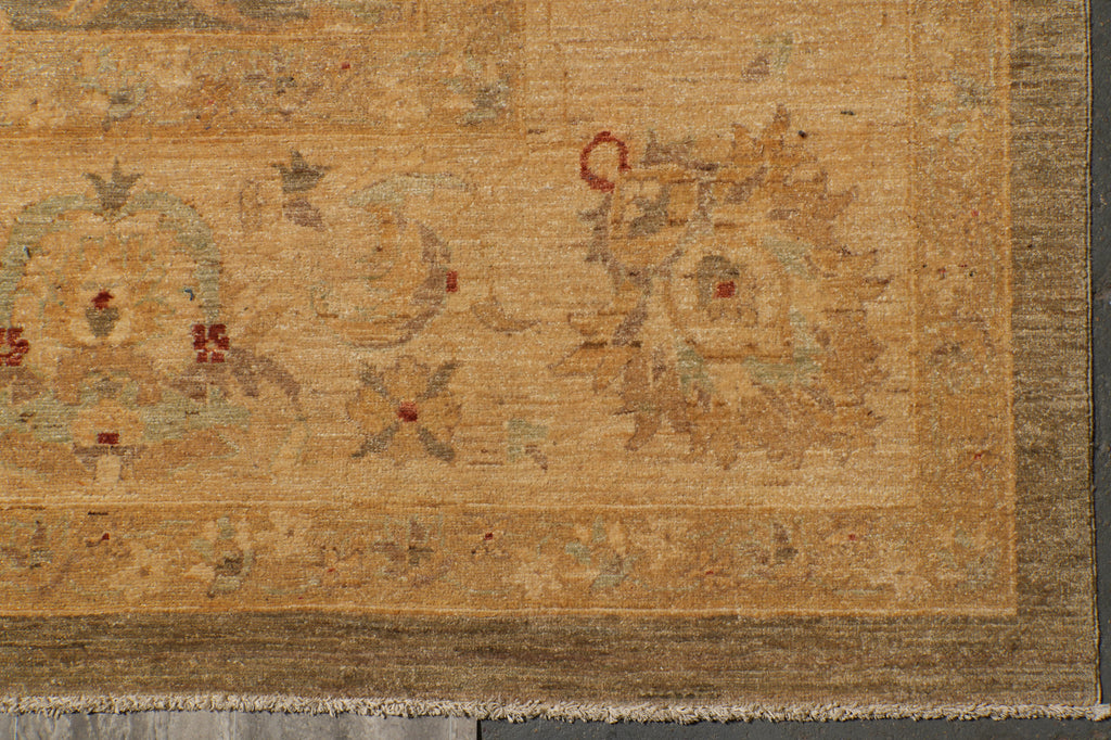 13.10 x 19.7 Natrual Qualitu Zigler Chobi Peshawar Rug Sage Green #PIX-15454