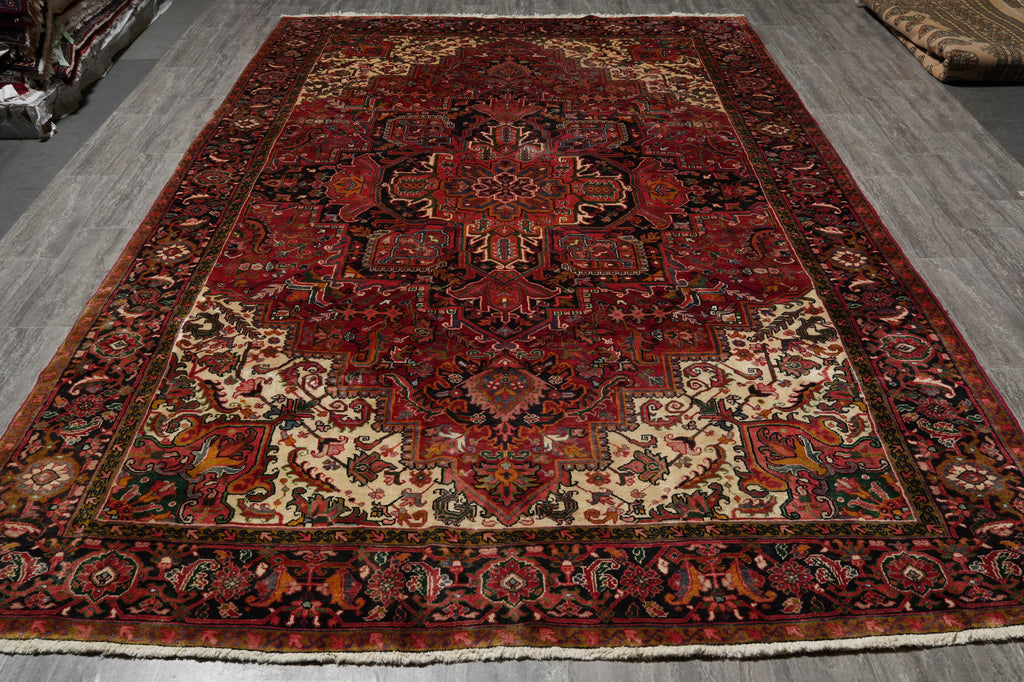 8.7 x 13.6 Persian Heriz Rug Tribal Iran #PIX-11902