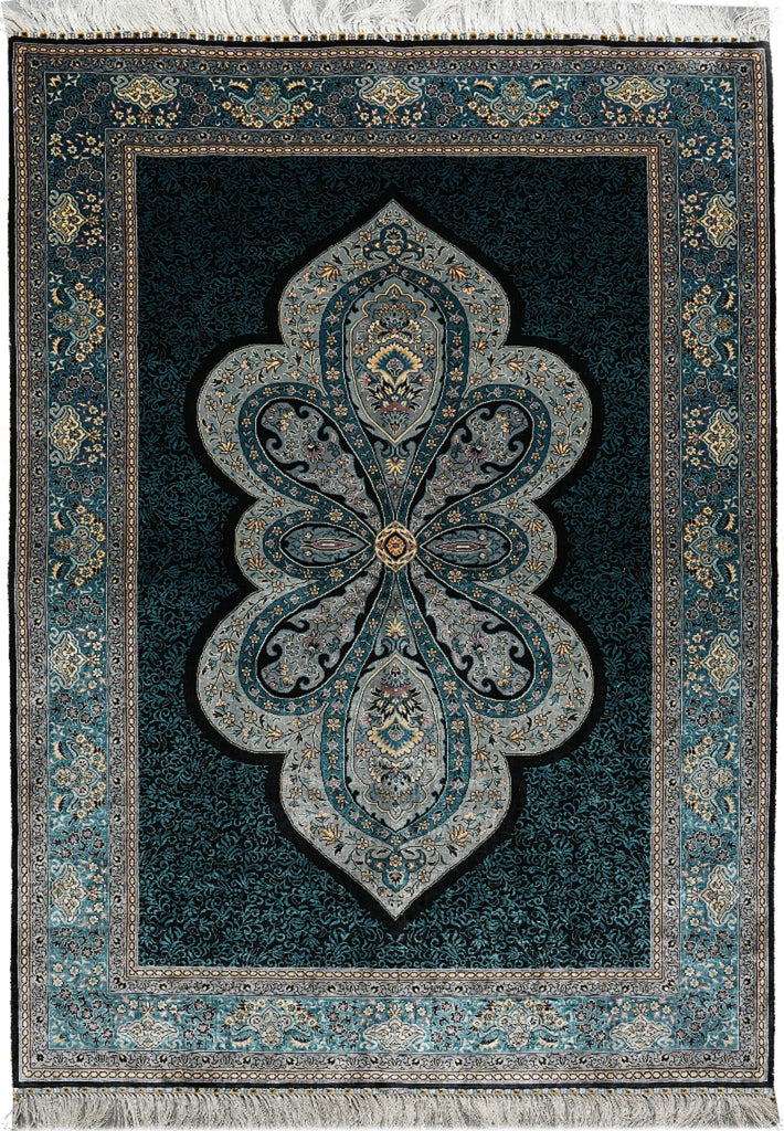4 x 6 Hereke Pattern Bamboo Silk Carpet #PIX-59076