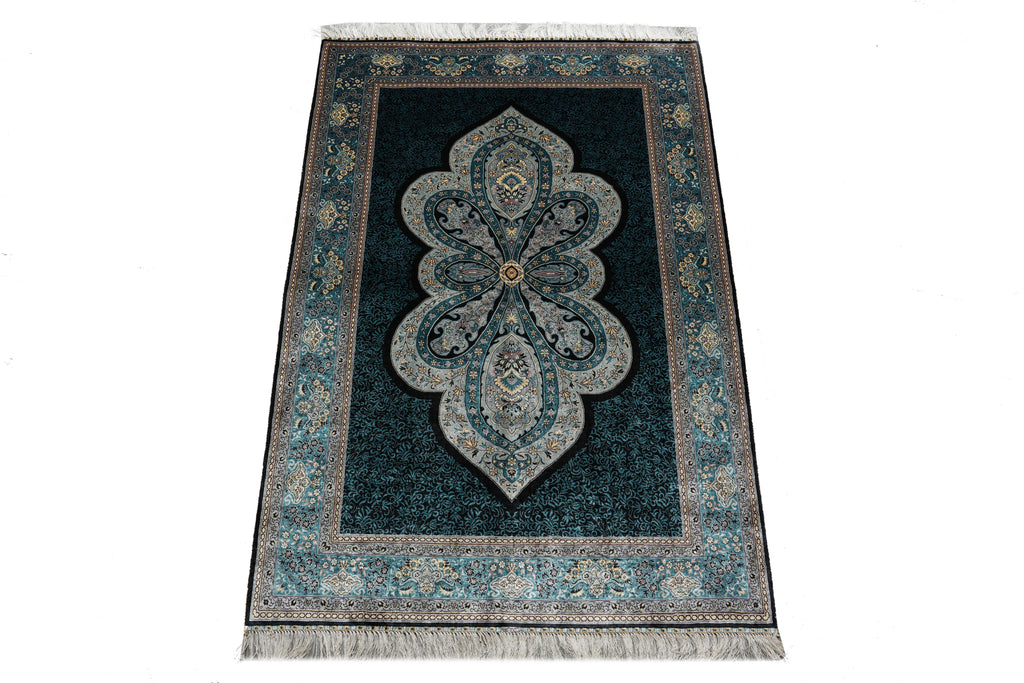4 x 6 Hereke Pattern Bamboo Silk Carpet #PIX-59076