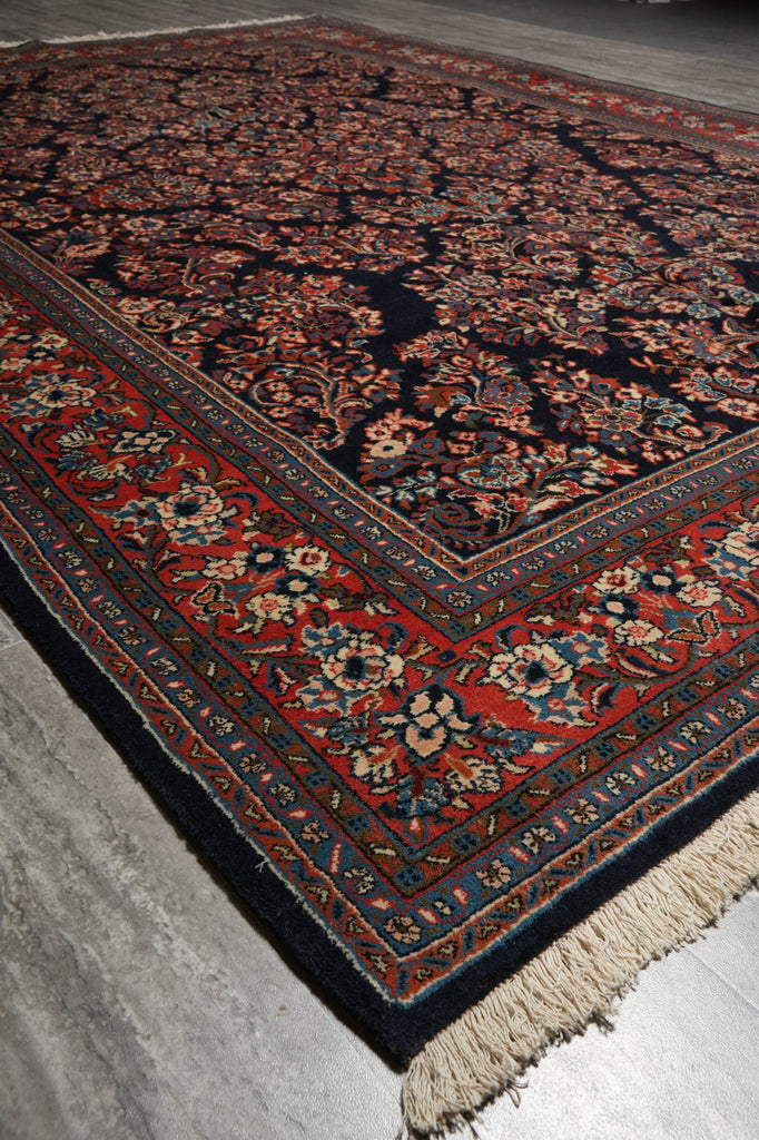 6.8 x 9.8 Navy Blue Fine Persian Sarouk Rug - view 6