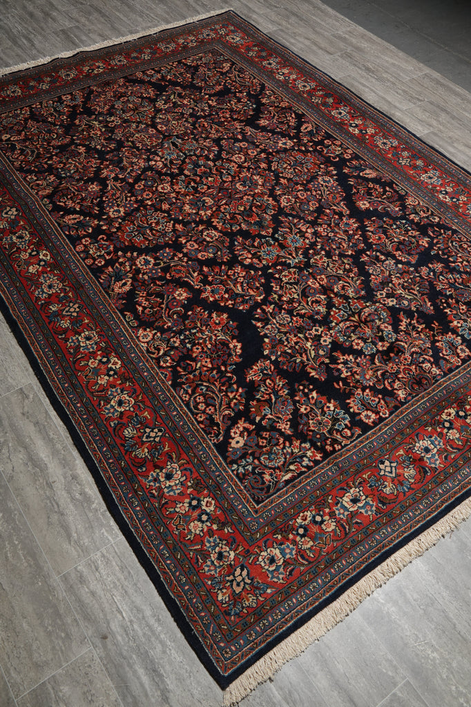 6.8 x 9.8 Navy Blue Fine Persian Sarouk Rug - view 5