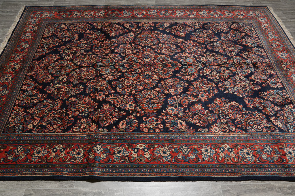 6.8 x 9.8 Navy Blue Fine Persian Sarouk Rug - view 4