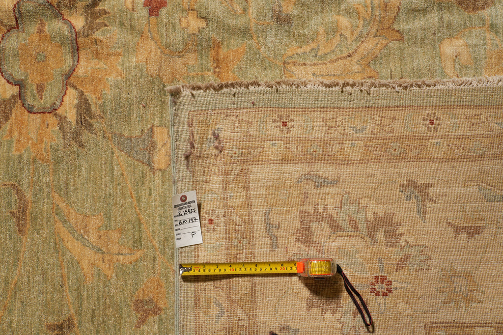 16.10 x 19.7 Large Squarish Zigler Chobi Peshawar Rug Light Green #PIX-15425