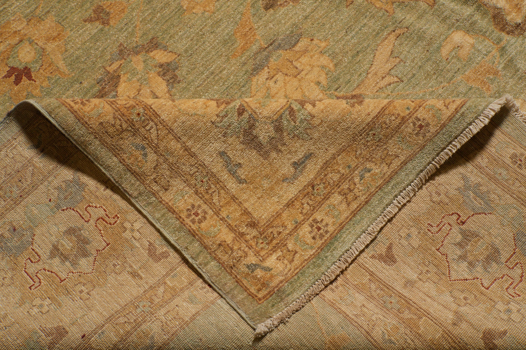 16.10 x 19.7 Large Squarish Zigler Chobi Peshawar Rug Light Green #PIX-15425