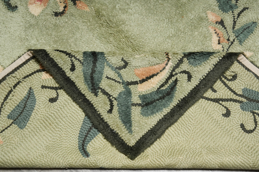 5.8 x 8.8 Green French Aubusson Hooked Rug #PIX-1195