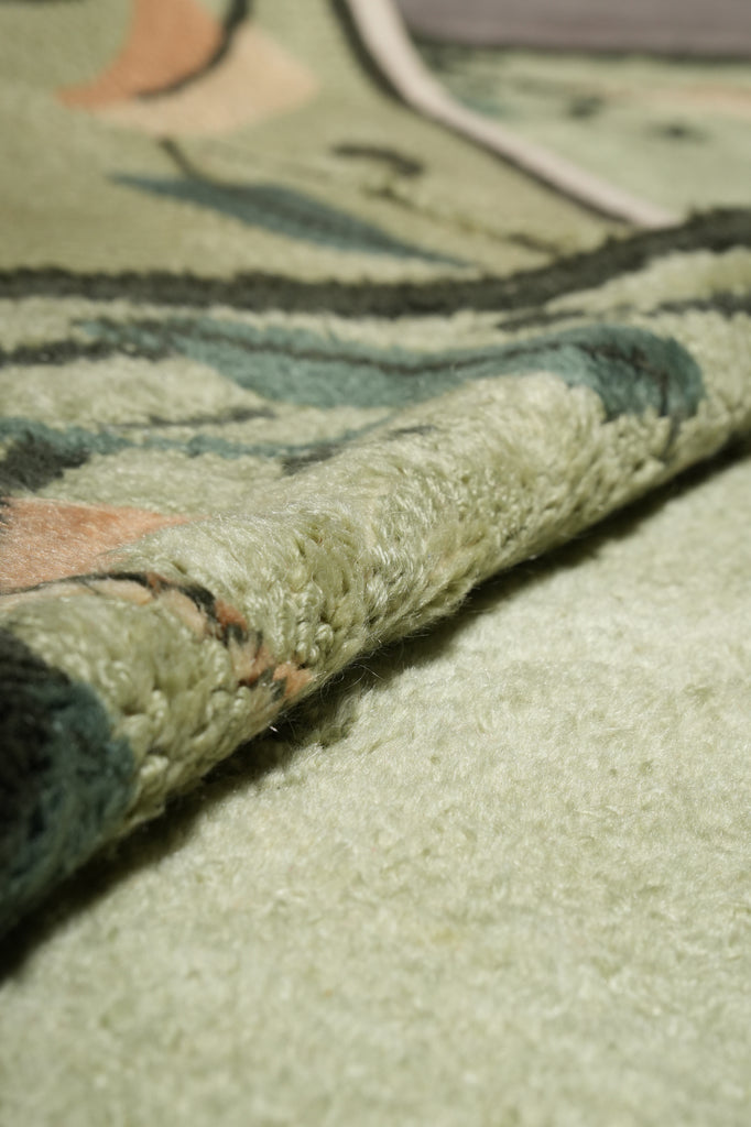 5.8 x 8.8 Green French Aubusson Hooked Rug #PIX-1195