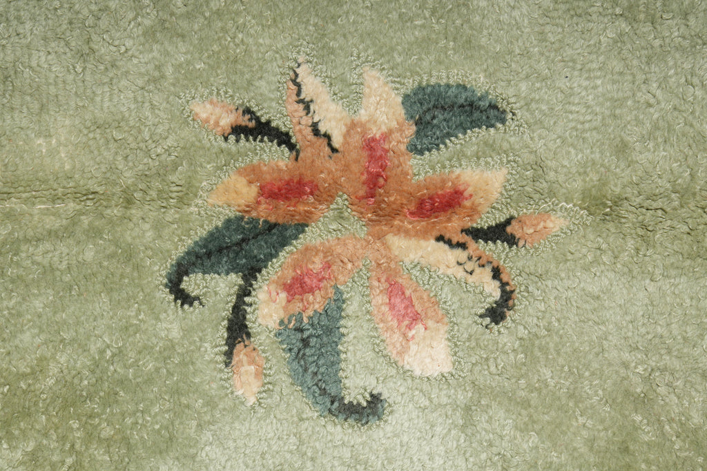 5.8 x 8.8 Green French Aubusson Hooked Rug #PIX-1195