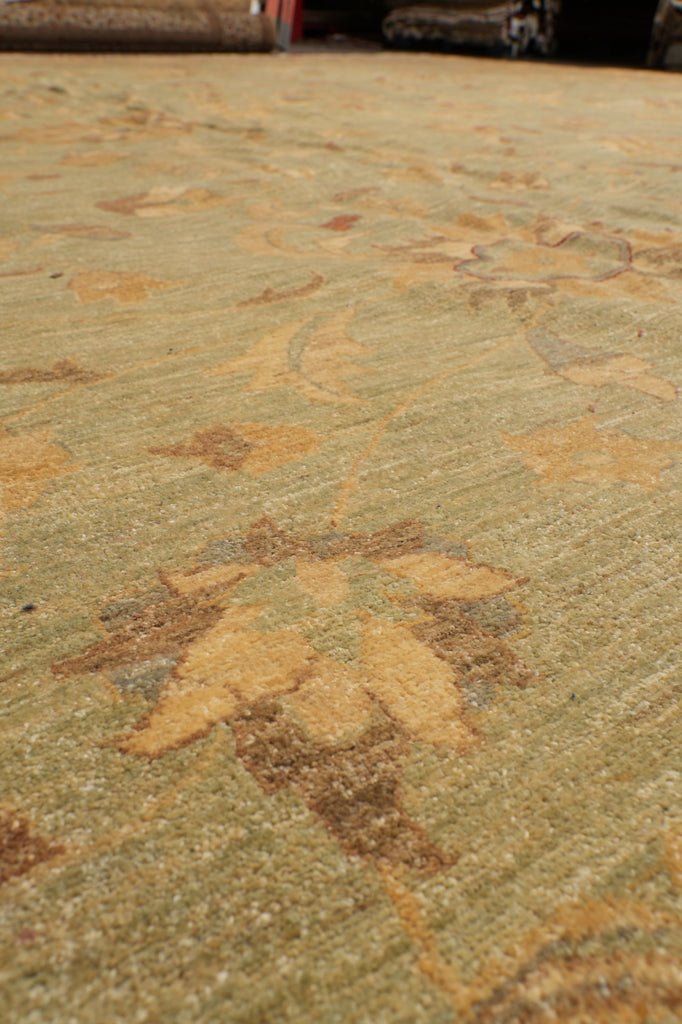 16.10 x 19.7 Large Squarish Zigler Chobi Peshawar Rug Light Green #PIX-15425
