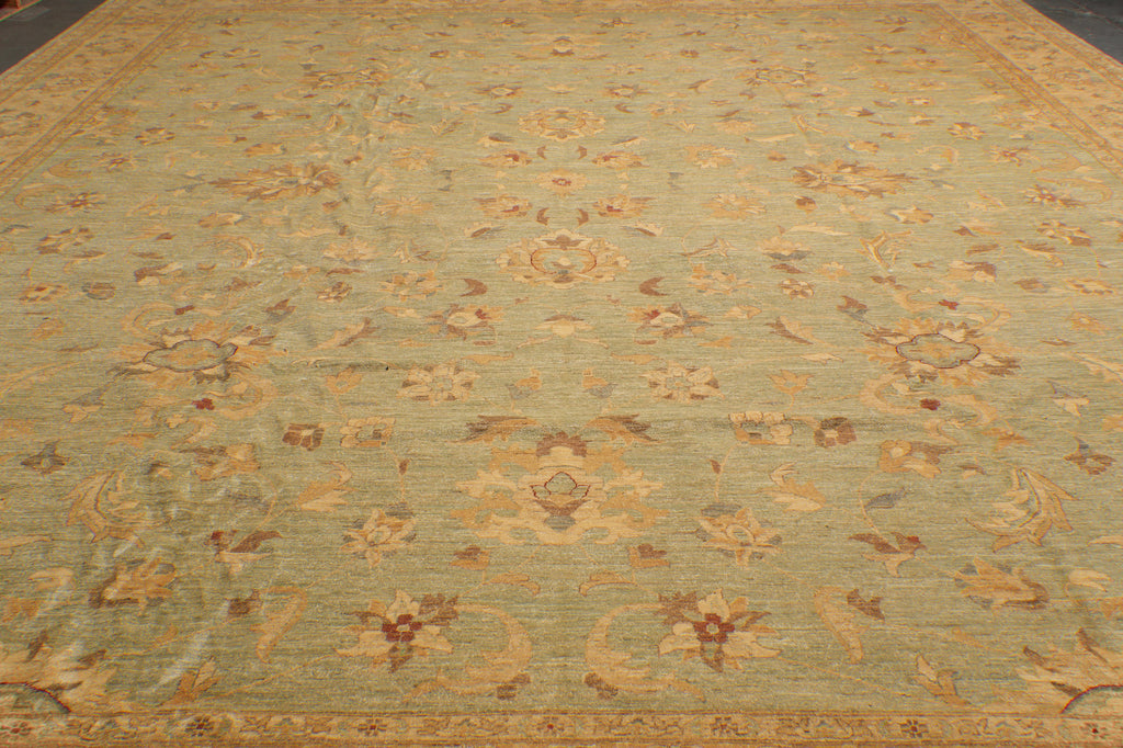 16.10 x 19.7 Large Squarish Zigler Chobi Peshawar Rug Light Green #PIX-15425