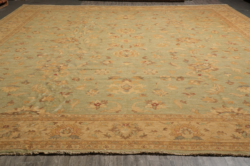 16.10 x 19.7 Large Squarish Zigler Chobi Peshawar Rug Light Green 
