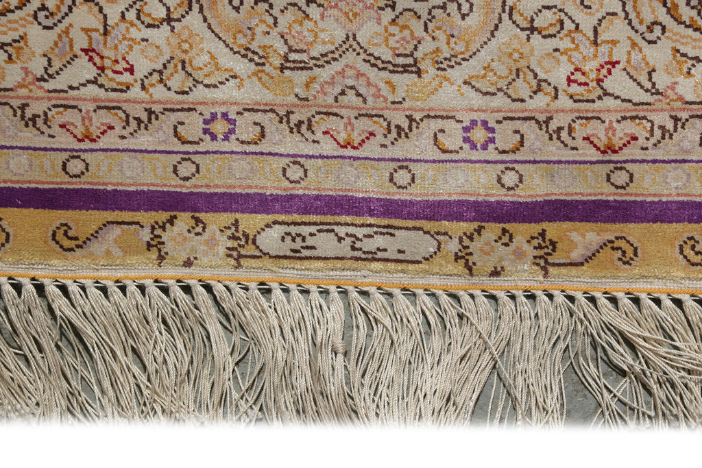 3.4 x 5 Hereke Pattern Purple Bamboo Silk Rug #PIX-55802