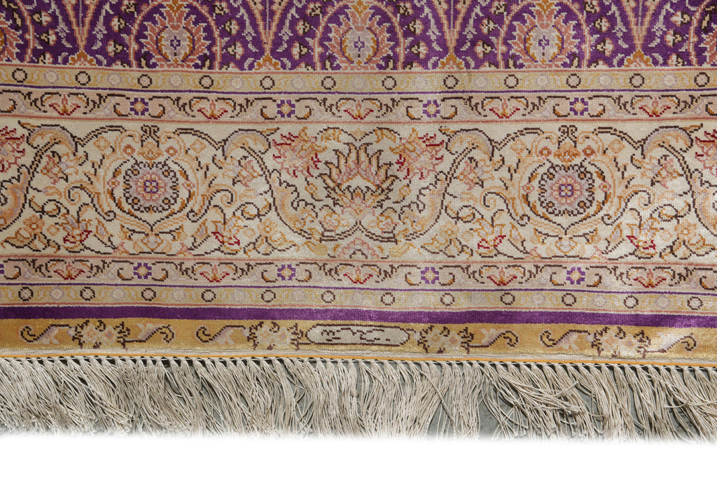 3.4 x 5 Hereke Pattern Purple Bamboo Silk Rug #PIX-55802