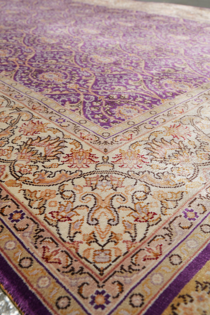 3.4 x 5 Hereke Pattern Purple Bamboo Silk Rug #PIX-55802