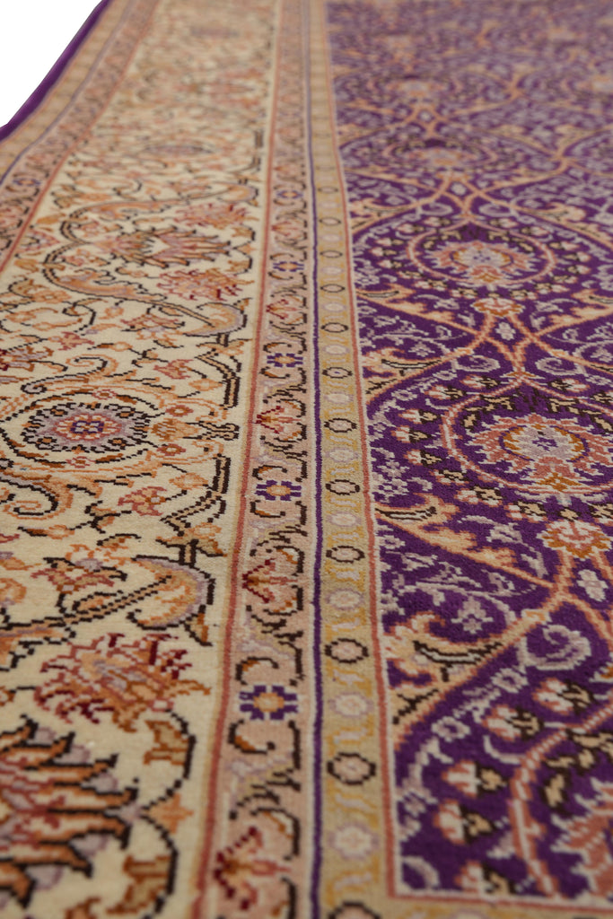 3.4 x 5 Hereke Pattern Purple Bamboo Silk Rug #PIX-55802