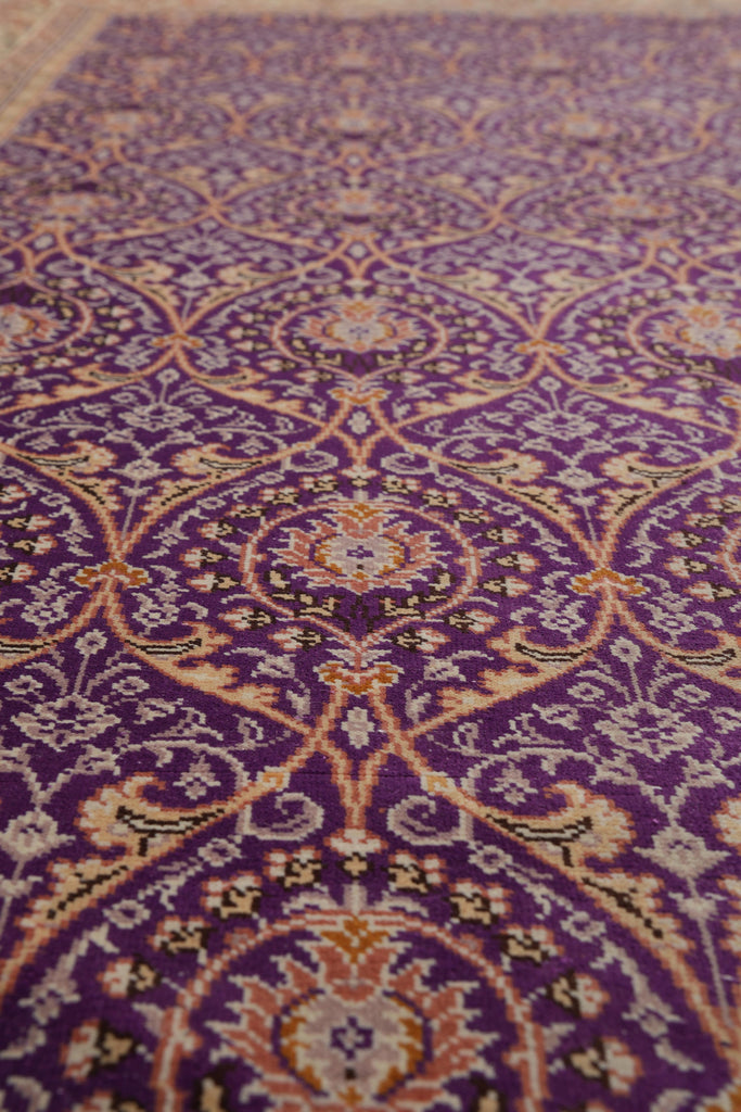 3.4 x 5 Hereke Pattern Purple Bamboo Silk Rug #PIX-55802