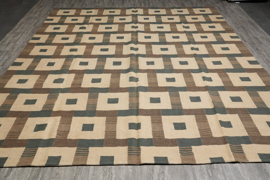 9.4 x 11.5 Handmade Flat Weave Wool Lauren Rug Contemporary #PIX-14610