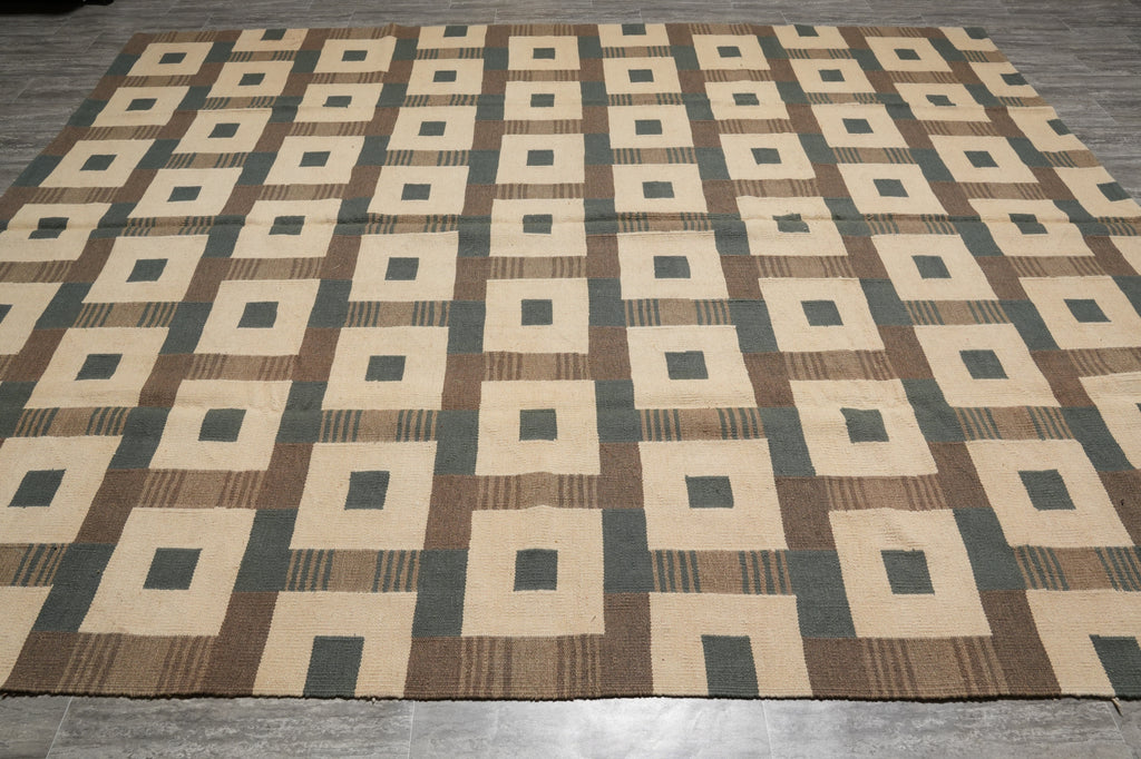 9.4 x 11.5 Handmade Flat Weave Wool Lauren Rug Contemporary #PIX-14610