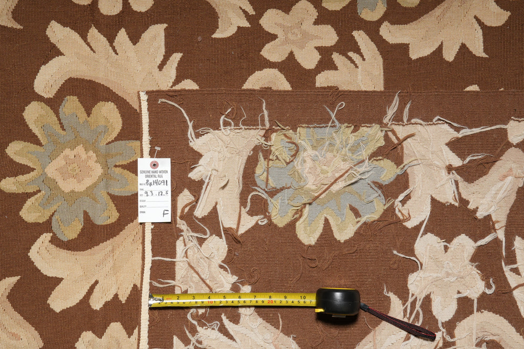 9.3 x 12.5 Flat Weave Handmade French Rug Transitional Modern #PIX-14091